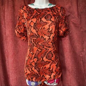 Michael Kors Red Orange Snake Print Blouse